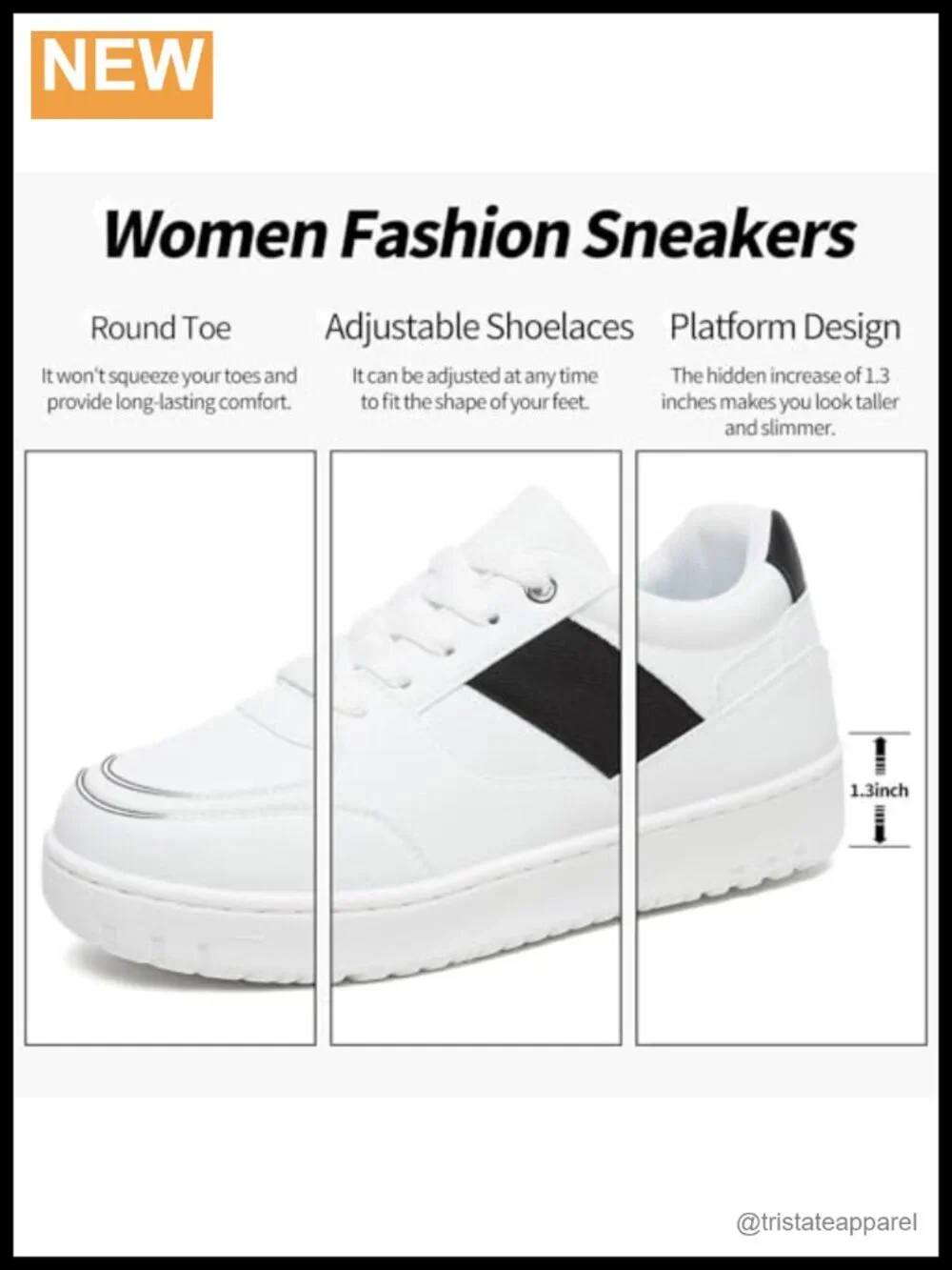 PU Leather Memory Foam Women's Fashion Sneakers Lace Up Slight Platform